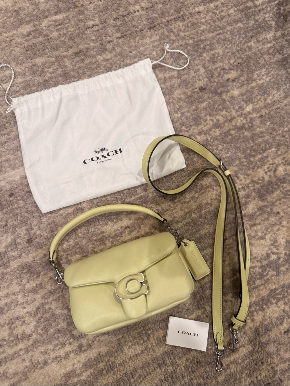 Coach Lime Green Leather Tabby Crossbody Bag with Removable Strap